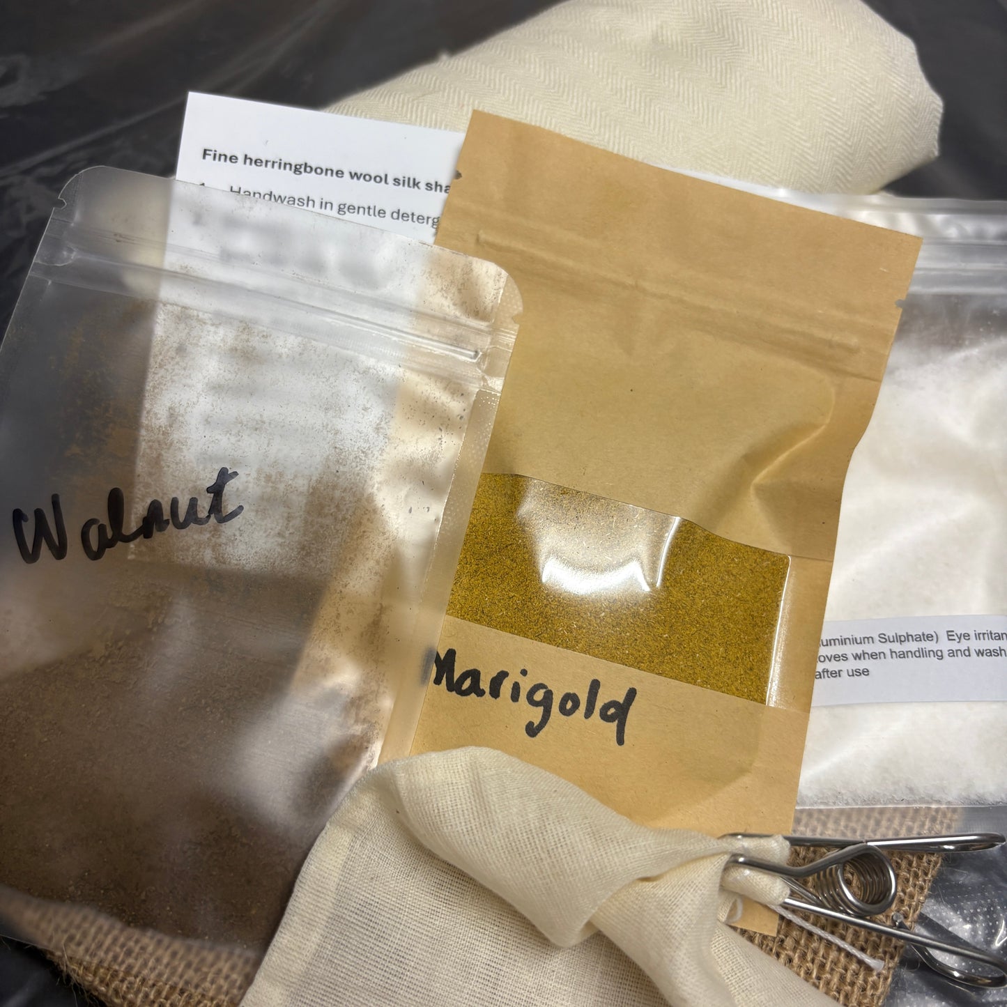 Botanical dye kit with fine wool & silk shawl and 4 colour choices