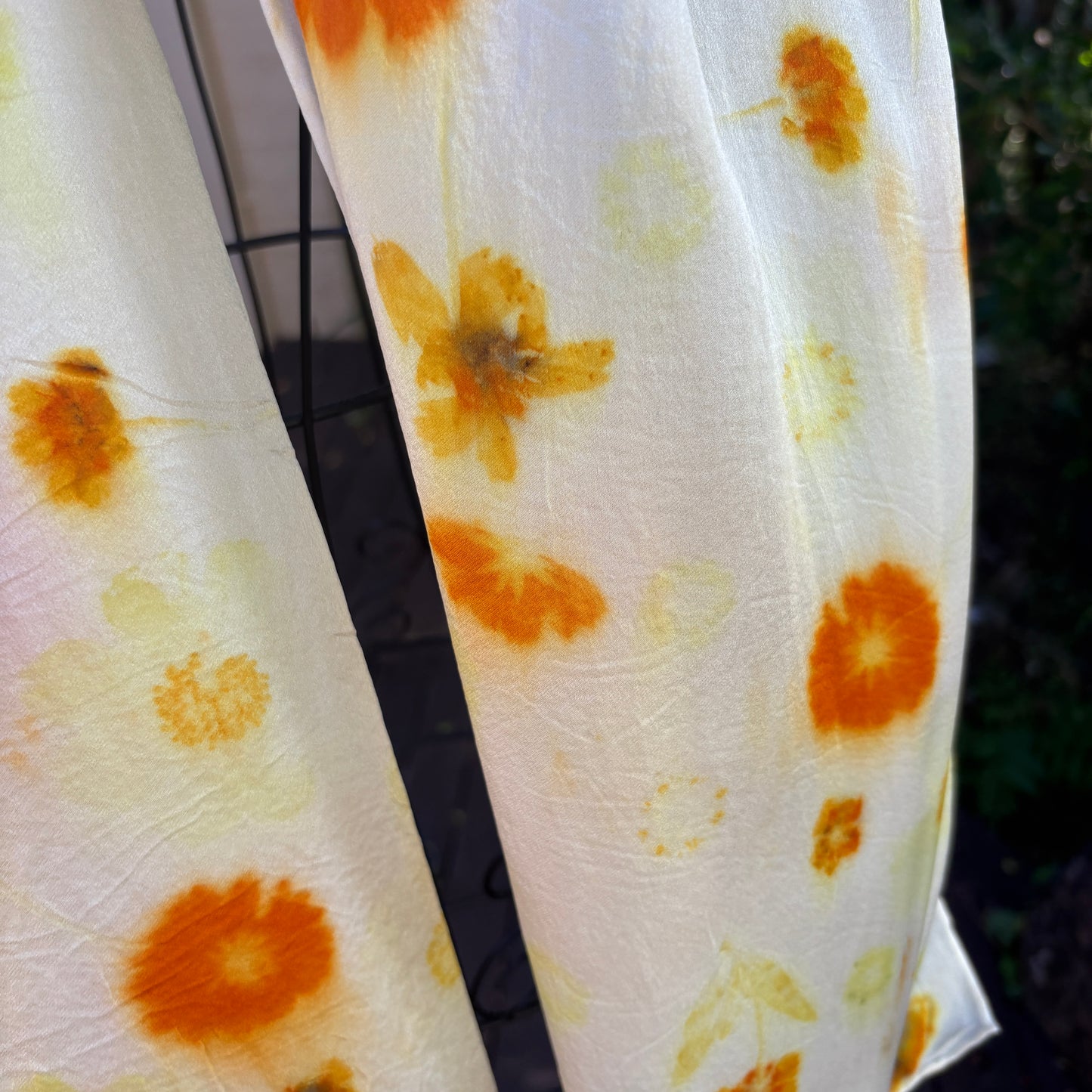 Silk Satin scarf with Coreopsis print