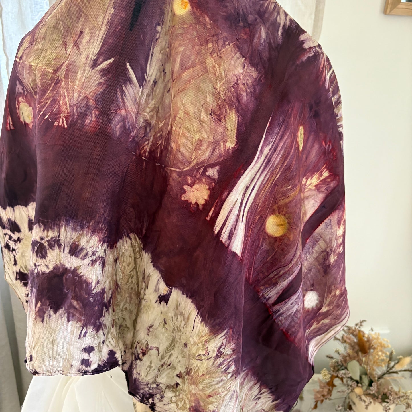 Luxury ecoprint silk twill scarf/ bandana
