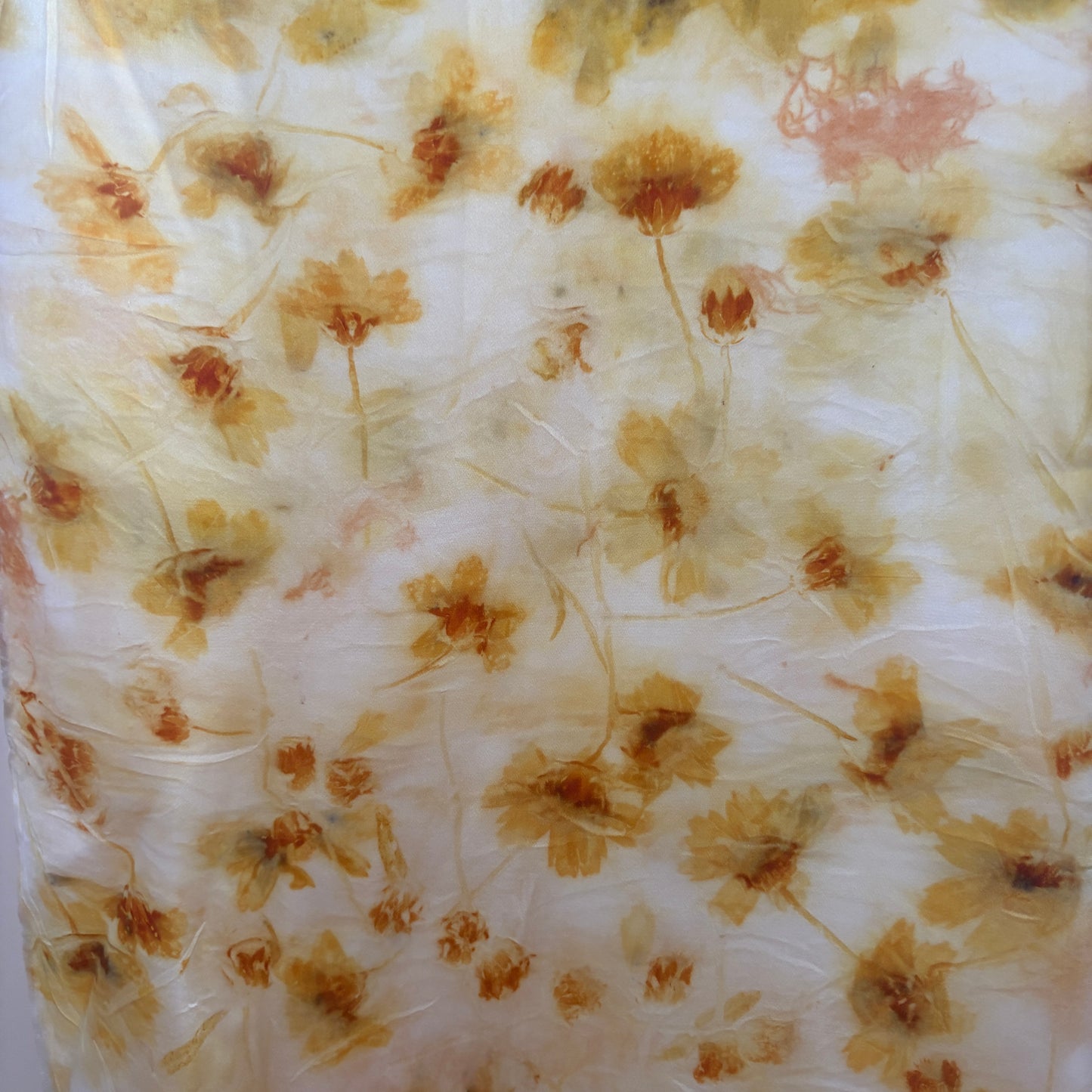 Silk Satin scarf with Coreopsis print
